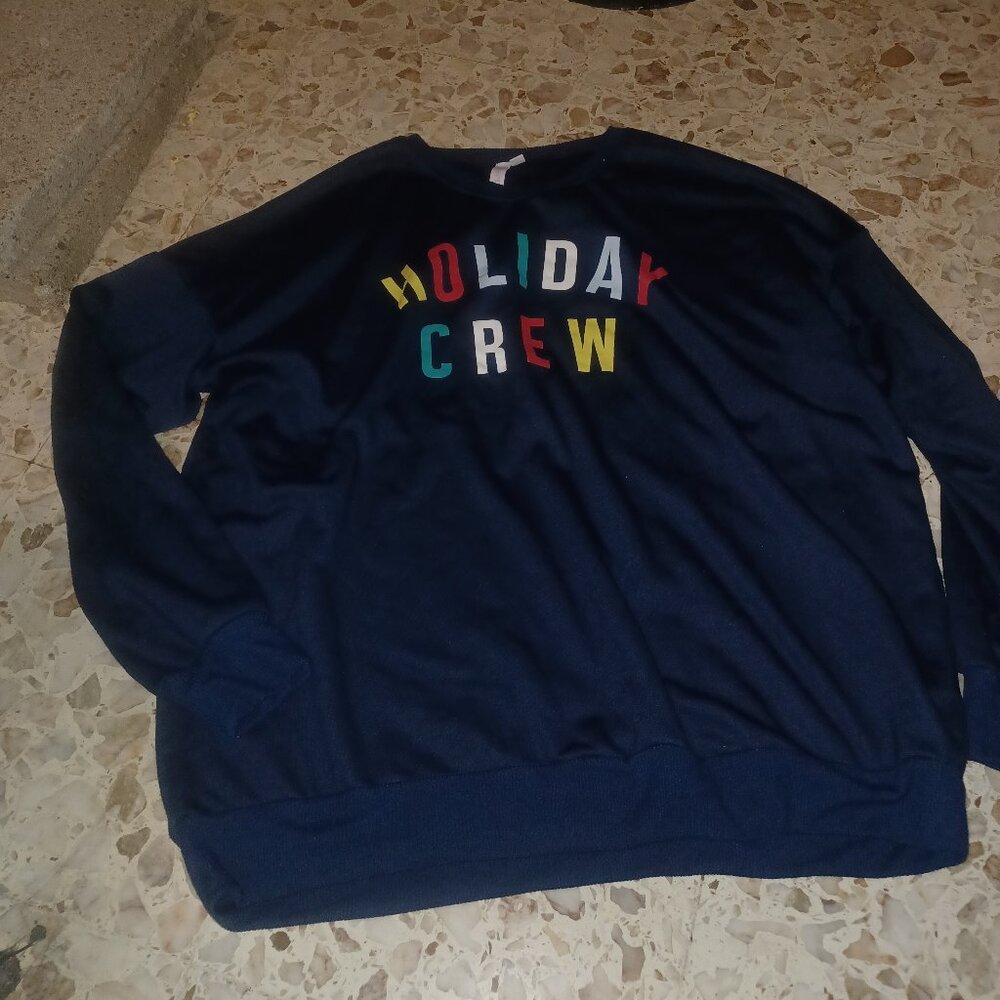 Joyspun Women's Sweatshirt "Holiday Crew" XL Navy NWOT